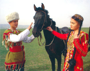 turkmenians with horse